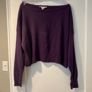 BCBG purple cropped sweater relaxed fit Size Large
